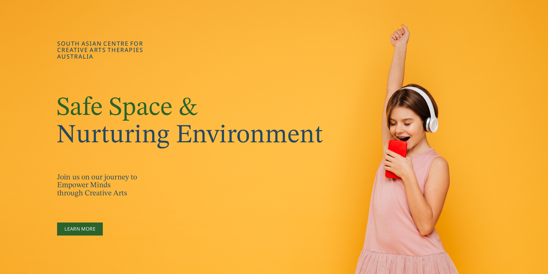 A young girl dancing while listening to music symbolizing safe space and nurturing environment. Kathaprana is a South Asian center for creative arts therapy in Melbourne. Explore therapeutic dance, music & movement.